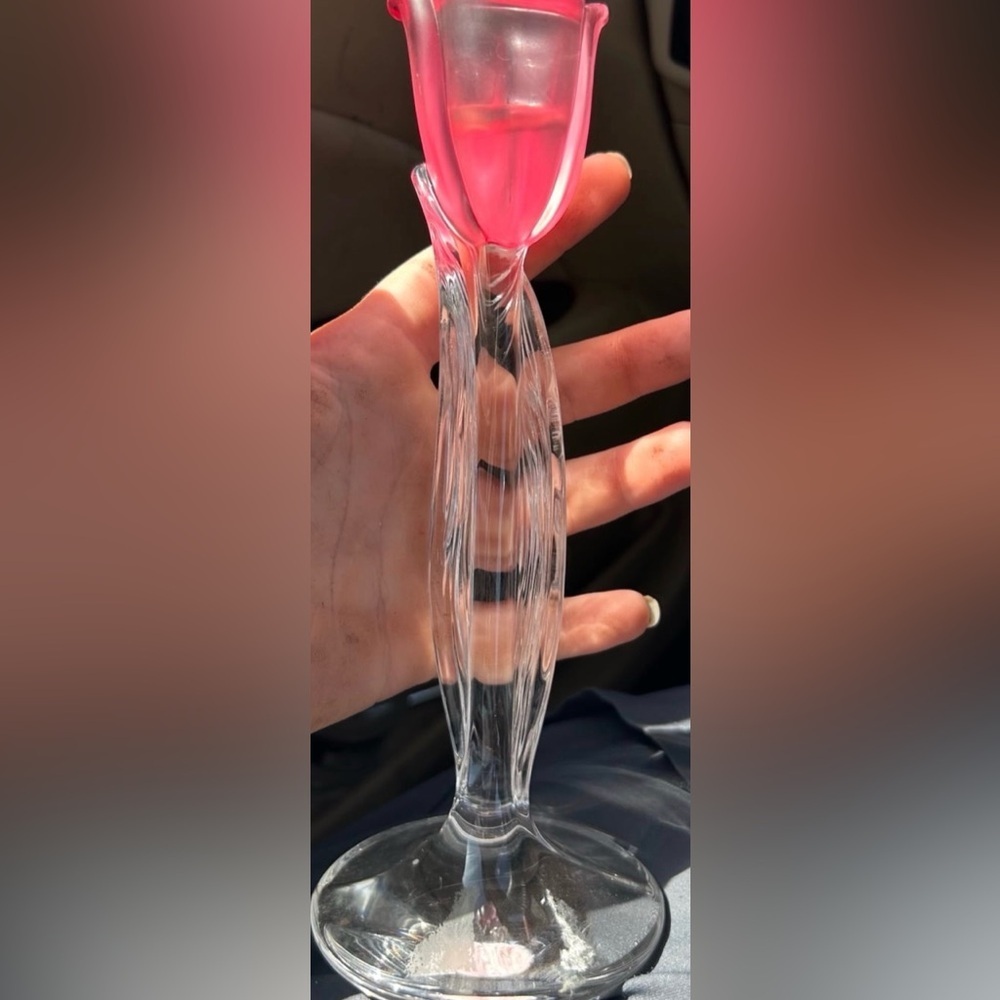 Mikasa Pink Crystal Candle Holder Vintage Glass Home Decor Romantic Cottagecore - Picture 10 of 11